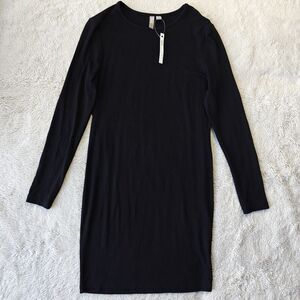 ASOS Petite Bodycon Dress Women's 6P Black Crewneck Long Sleeve Knee Length